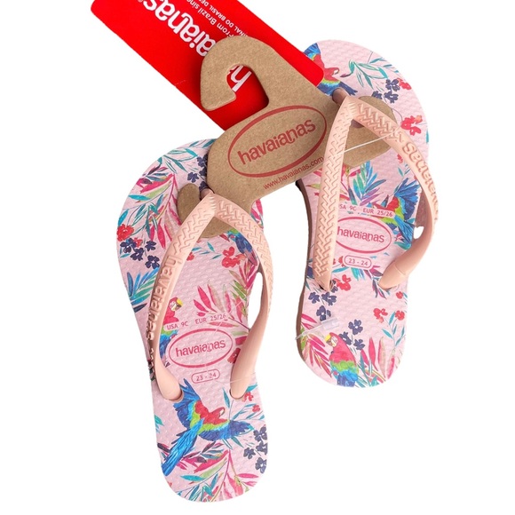 NWT Havaianas Kids Tropical Floral Toucan Pink Ballet Sandal Sz 9C - Picture 4 of 5